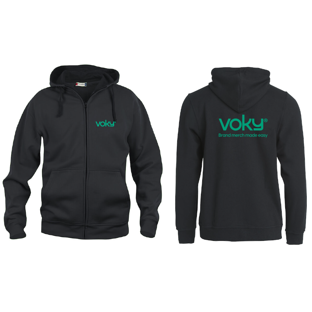 Basic Hoody FZ Herr Svart